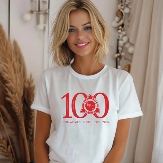 White 100th Anniversary Logo Tee
